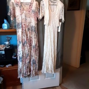 2 vintage dresses, floor-length , the ivory will sell for more than the floral
